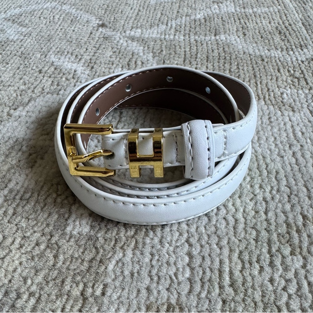 NWOT White Vegan Leather Belt Sz S